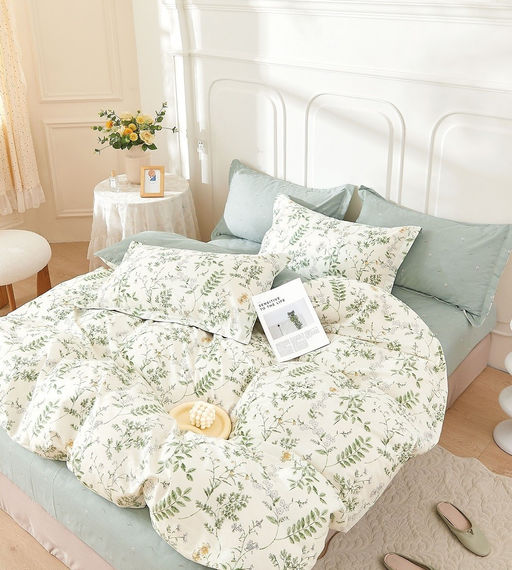 Постельное белье - Сатин Травы 2-спальный с Евро простыней (молния) - Luteks фото 2