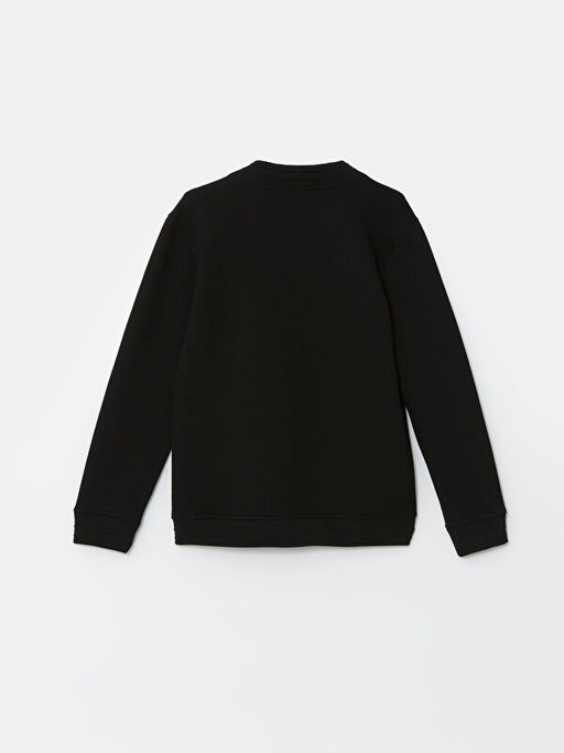 Kolej Yaka Uzun Kollu Erkek Fermuarl? Sweatshirt