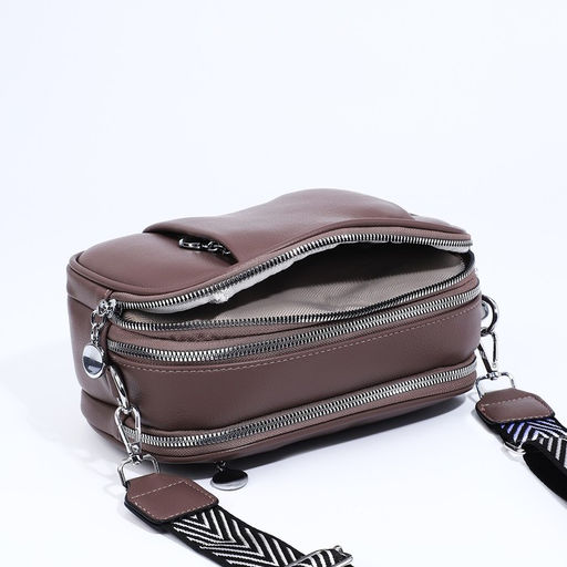 Сумка кросс-боди на молниях, наружный карман, цвет коричневый - Simaland фото 7