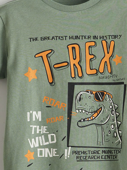 Bisiklet Yaka Bask?l? Penye Erkek Bebek Ti??rt