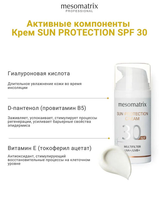 SUN PROTECTION SPF 30, крем солнцезащитный, увлажняющий, водостойкий - Mesomatrix фото 11