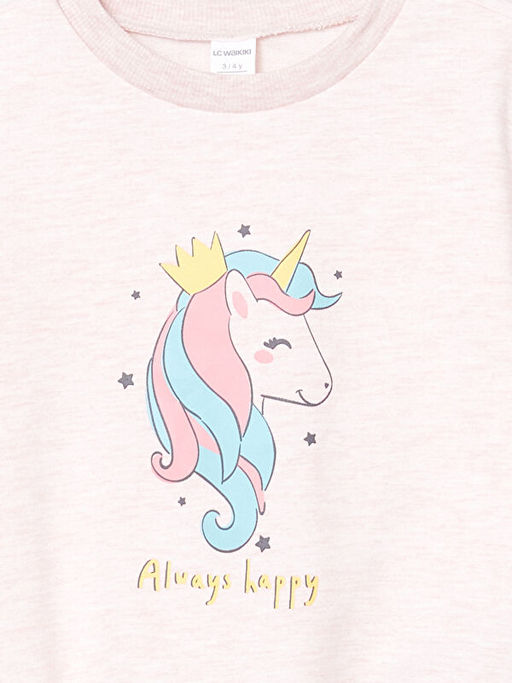 Bisiklet Yaka Bask?l? K?z Bebek Sweatshirt ve E?ofman Alt 2li - Waikiki фото 3