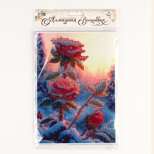 Алмазная мозаика на новый год с частичным заполнением на холсте «Розы», 15×21 см, набор для творчества