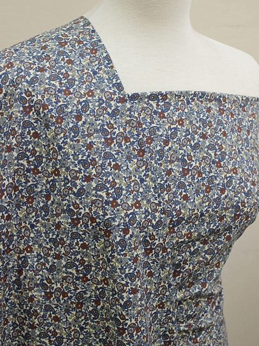 Импорт. хлопок Цветочная капель цв.синий, ш.1.45м, хлопок-100%, 100гр/м.кв - Купава фото 2