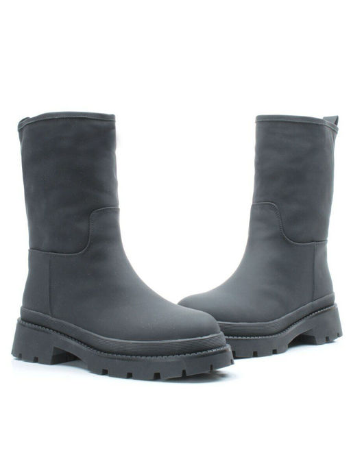 04-C186M BLACK Ботинки зимние женские (натуральная кожа (нубук) натуральный мех) - Фабричный китай фото 13