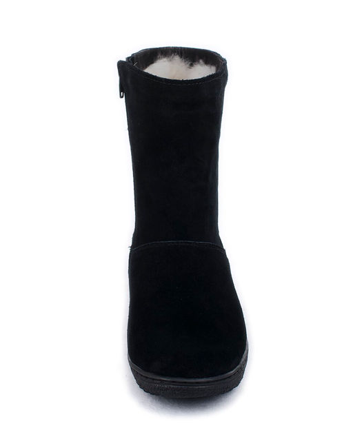 Полусапоги женские на литой подошве., Черные. Замша. Молния. Подклад овчина.