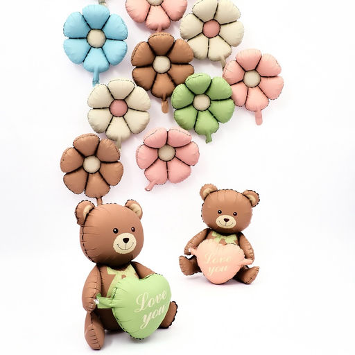 Воздушный шар фольгированный 37 Медвежонок с сердцем, матовый, под воздух - Страна карнавалия фото 8