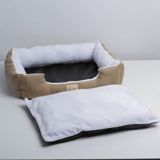 Лежанка для кошек и собак бежевая, 55х45х11 см - Пушистое счастье фото 4