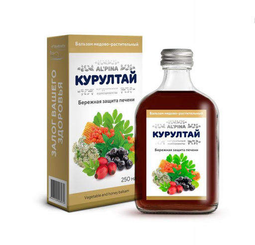 Альпина КУРУЛТАЙ бережная защита печени Бальзам медово-растительный, бут. стекло, 250 мл