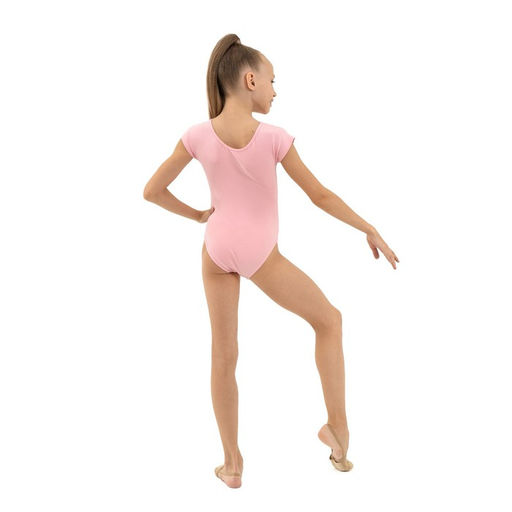 Купальник гимнастический Grace Dance, с укороченным рукавом, вырез лодочка, р. 38, цвет розовый  фото 6