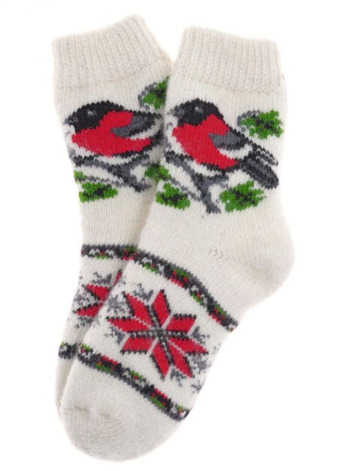 Носки детские "Снегирь в листьях с орнаментом" 6712-2