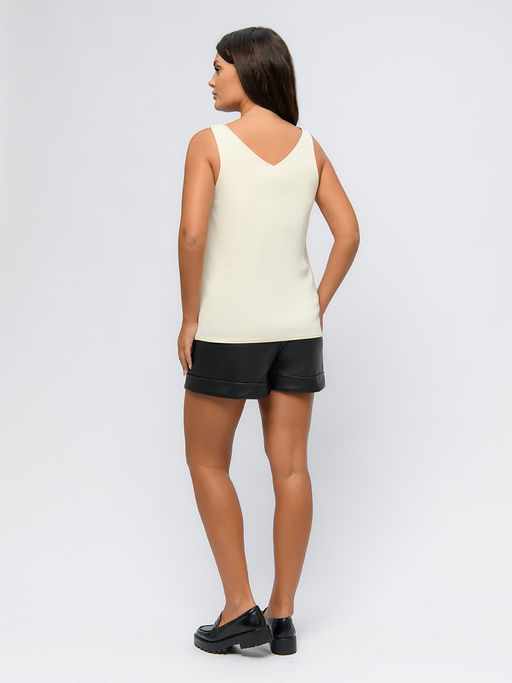 УЦЕНКА. Топ ванильного цвета с V-образным вырезом - 1001dress фото 3