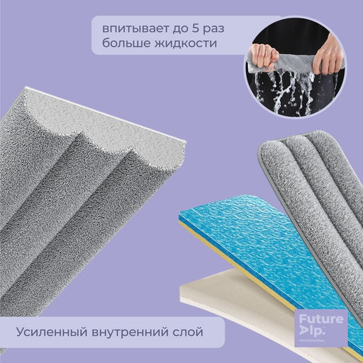 Набор для уборки Future Alp 4 Clean System: швабра для мытья пола с отжимом, высота 140 см, 3 профессиональные насадки