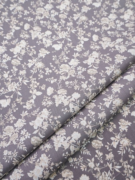 Импорт. хлопок "Летняя мелодия" цв.серый с лиловым оттенком, ш.1.5м, хлопок-100%, 100гр/м.кв