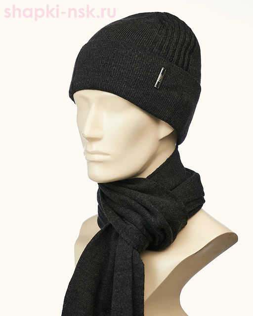04623 F 1А Тэйм Комплект мужской флис (шапка+шарф) (57-59)