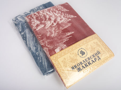 07с36 ЯК Скатерть с ажуром 140*300 "Волга" цвет бежевый/голубой