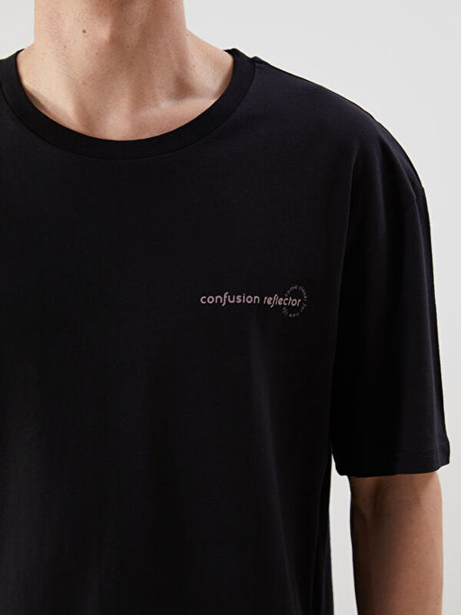 Bisiklet Yaka K?sa Kollu Bask?l? Penye Erkek Ti??rt