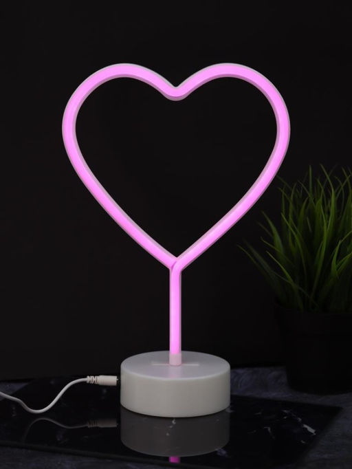 Неоновый LED ночник настольный "Heart", розовое свечение (30,5х20 см)