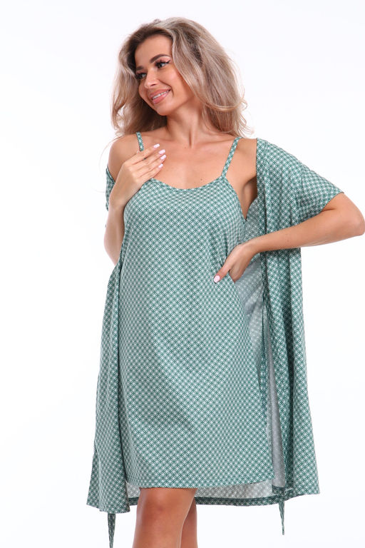 Пеньюар женский с сорочкой Флора 045