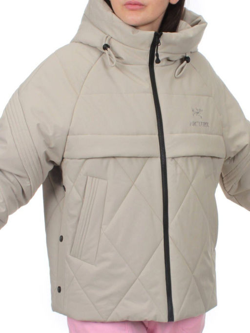 285 GRAY/BEIGE Куртка зимняя облегченная женская (верблюжья шерсть)