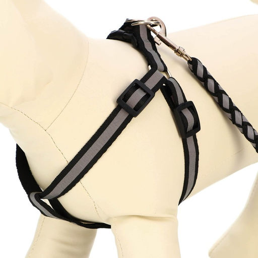 Комплект Плетенка, флуоресцентный, поводок 115 х 1 см, ОГ 32-48 х 1,5 см, чёрный - Пижон фото 4