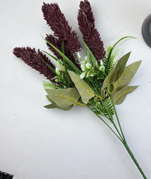 Цветной пырей, букет бордовый, 7 веточек 50см, пластик/ткань - Buro фото 3