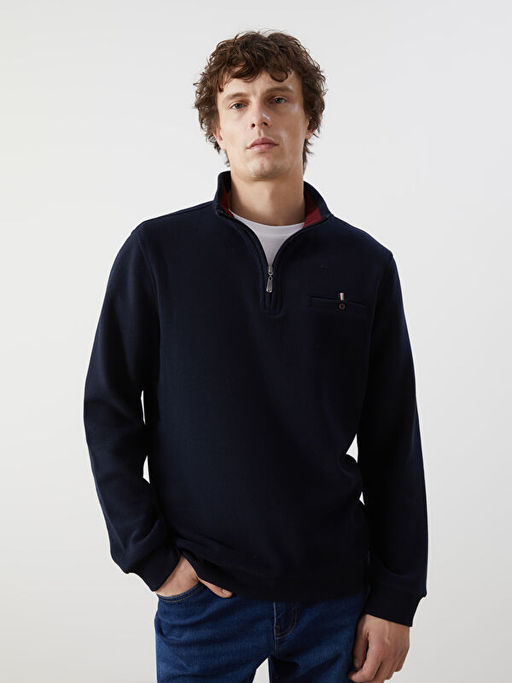 Dik Yaka Erkek Sweatshirt