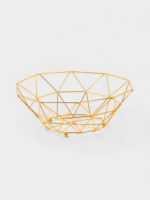 Ваза для фруктов «Доляна. Геометрия Голд», 25.5×27×10 см, золотистая