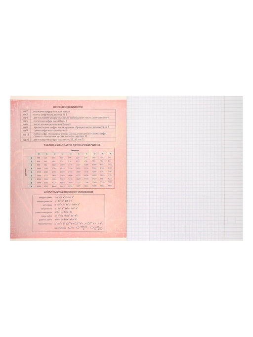 Цена за 10 шт. Предметная тетрадь по алгебре Calligrata «Доска», 48 листов, в клетку, со справочным материалом, обложка из мелованного картона, блок офсет