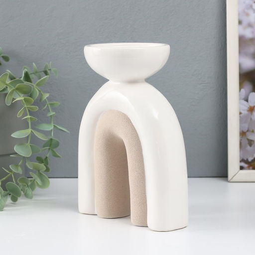 Подсвечник керамика на 1 свечу «Медуза», песочно-белый, 13.5×8.7×18 см