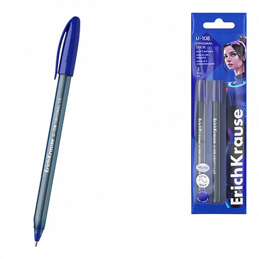 Цена за 50 шт. Ручка шариковая ErichKrause U-108 Stick Original 1.0, Ultra Glide Technology, цвет чернил красный (в коробке по 50 шт.)  фото 8