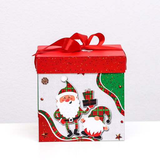 Цена за 12 шт. Коробка Самосборная Дед мороз и гном 15 х 15 х 15 см - UPAK LAND фото 2