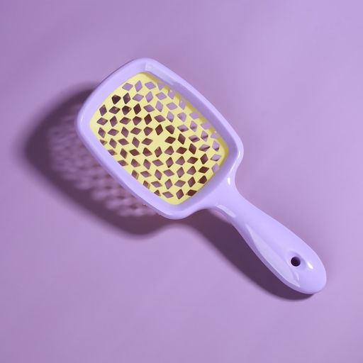 Расчёска массажная, широкая, вентилируемая, 8.5×20.5 см, сиреневая, жёлтая