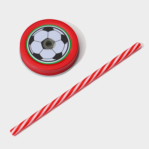 Кружка Доляна Мяч, 500 мл, с крышкой и трубочкой, стекло, МИКС фото 5