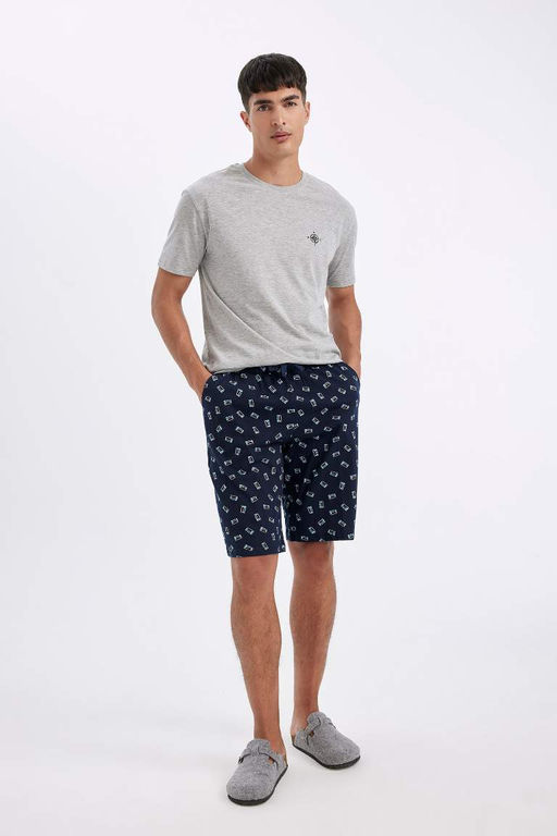 Regular Fit Cepli Desenli Sort Pijama Alt? - Defacto фото 3
