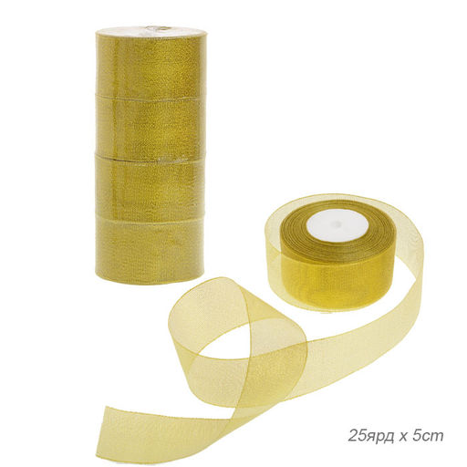 Лента органза декоративная 4 штуки набор 25ярд х 5см / Z630 /уп 60/золото - Галеонтрейд фото 2