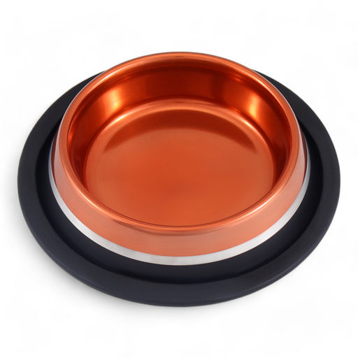 Миска с нескользящим основанием декоративная цветная, 230 мл, бронза с серебрянной полосой