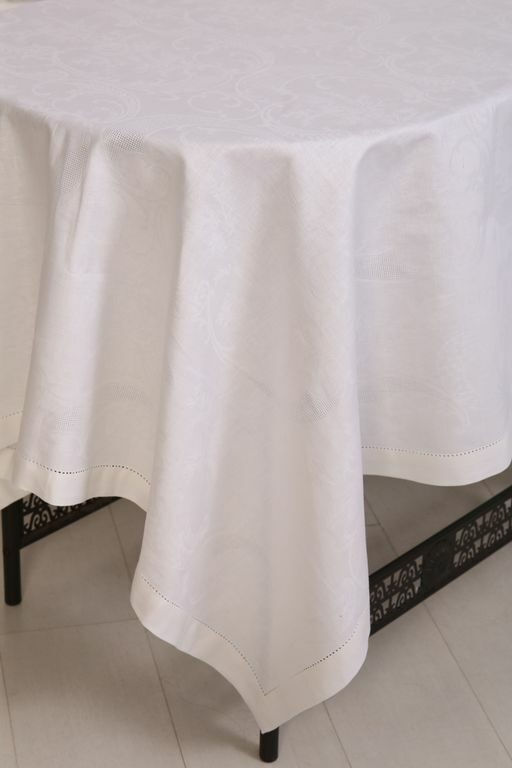 Скатерть Премиум Кружева-белая 140*170 см. п/лен - Лен поволжья фото 2