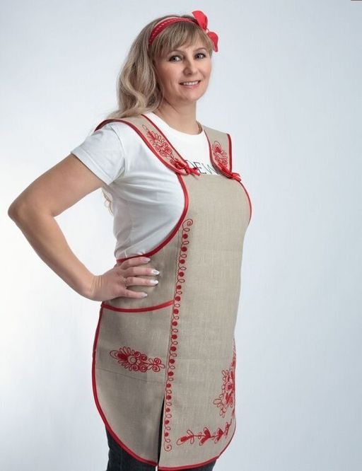 Фартук с вышивкой модель ЛП 14-10 лен 100% - Лен поволжья фото 2