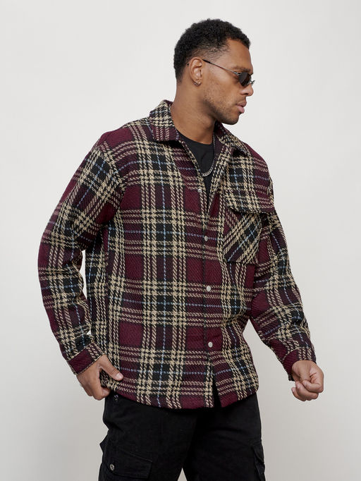 Ветровка рубашка мужская букле бордового цвета 58378Bo - Mtforce фото 3