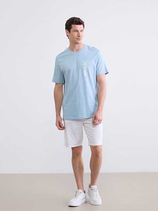 Bisiklet Yaka Bask?l? Erkek Ti??rt