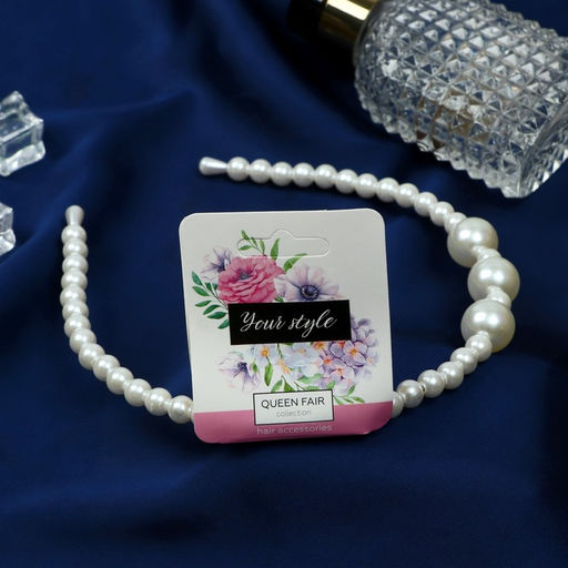 Цена за 6 шт. Ободок для волос «Жемчужный рай», 0.8 см, белый