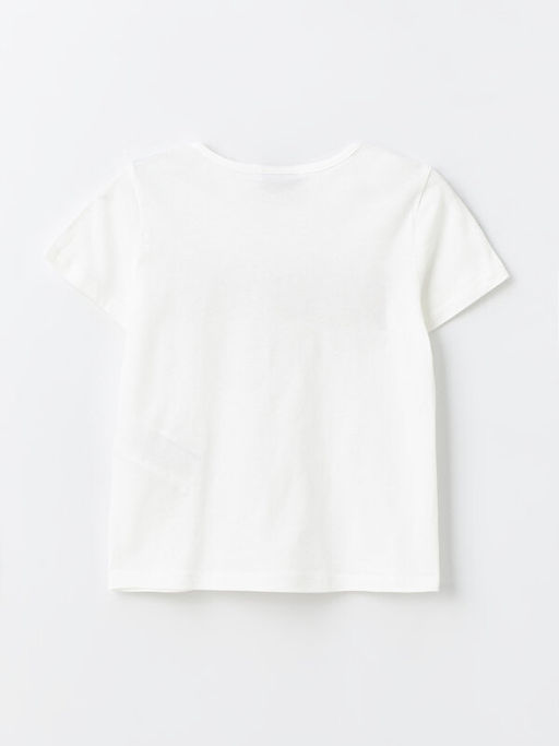 Bisiklet Yaka Bask?l? K?sa Kollu K?z ?ocuk Ti??rt - Waikiki фото 2