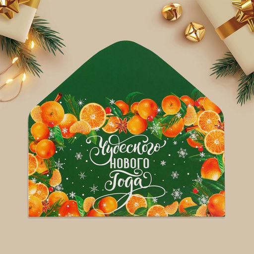 Цена за 10 шт. Конверт для денег «Чудесного Нового года», 16.5×8 см