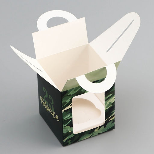 Цена за 5 шт. Коробка для 1 капкейка «23 февраля», 9.2×9.2×11.1 см