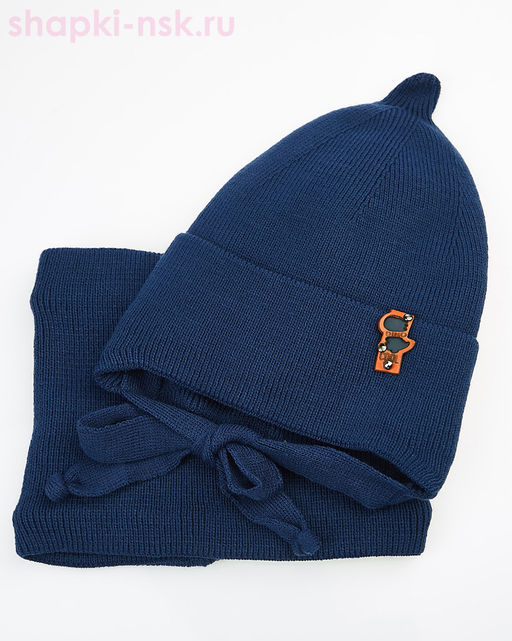 03-22-E Комплект для мальчика флис (шапка+снуд) (46-48)