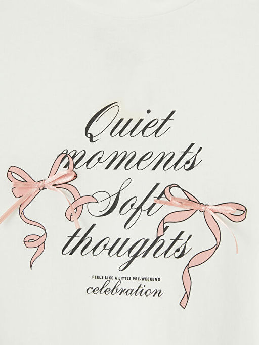 Bisiklet Yaka Bask?l? K?z ?ocuk Ti??rt