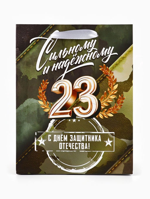 Пакет подарочный ламинированный «23 февраля», MS 18×23×10 см