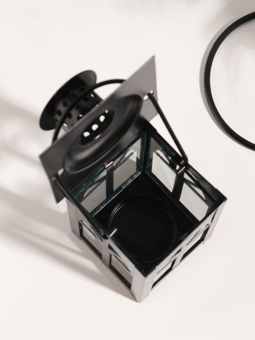 Подсвечник на 1 свечу «Фонарь с подставкой», металл, чёрный, 23.5×10×10 см