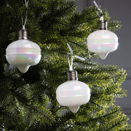 Набор ёлочных шаров Ретро, 3 шт, 87 см, 3 LED, от батареек AG139, свечение тёплое белое - Luazon lighting фото 2